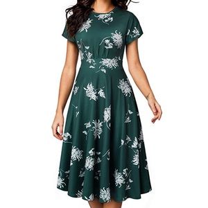 Elegant green floral a line dress. Size 10